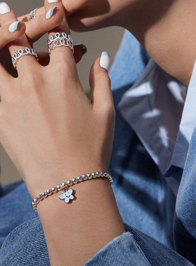 何方珠宝小花牌手链女