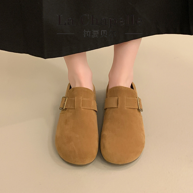 三福爆款厚底复古全包勃肯鞋女2025春秋新款一脚蹬博肯单鞋休闲鞋 - 图3