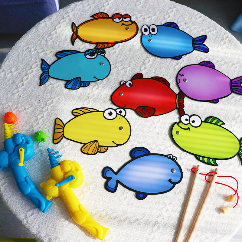 钓鱼玩具磁性鱼竿配件儿童专用课堂识字游戏英语单词互动教学教具-图2