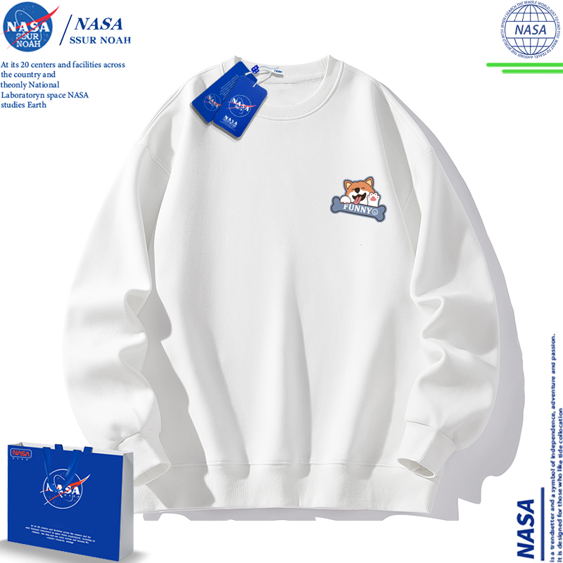 NASA联名圆领卫衣男春秋季2025新款潮流简约小众宽松长袖上衣男女 - 图1