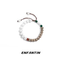 ENFANTIN New Chinese style Beads Bracelet National Wind Jewelry adjustable for small crowdback lovers Lotus Pendant Bracelet