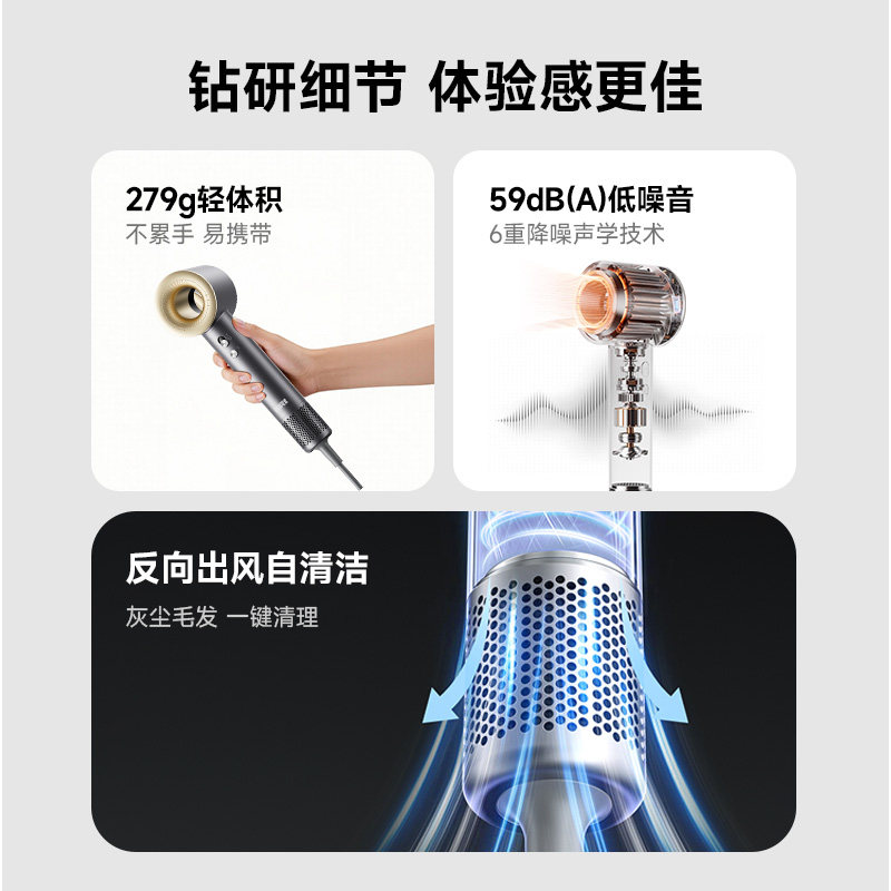 【新品首发】RUAFEE岚斐CF08高速吹风机家用大风力等离子速干护发