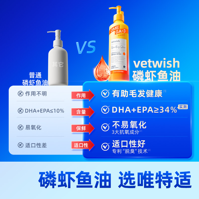 vetwish唯特适磷虾深海鱼油猫咪狗狗犬美毛宠物专用卵磷脂防掉毛,淘宝优惠券,粉丝福利购,淘宝优惠卷