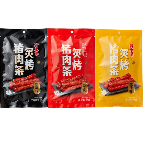新东阳休闲零食吮指肉脯肉干即食小吃炙烤猪肉条原味辣味84g/袋 - 图0