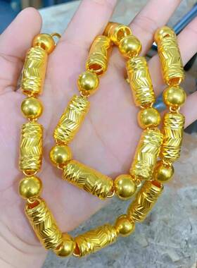 黄金包银项链男斜纹桶珠链子王铁锤包金工厂直发送男友送老公礼物