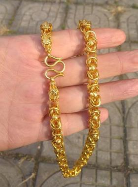 黄金项链男足金包银999足金男士布纹龙项链纯金24K镀金轻奢可定制