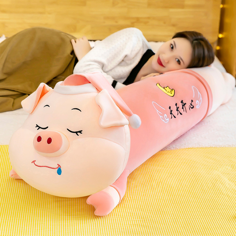 酣睡猪猪抱枕女生长条毛绒玩具情侣趴趴猪超软大玩偶男孩睡觉夹腿 - 图1