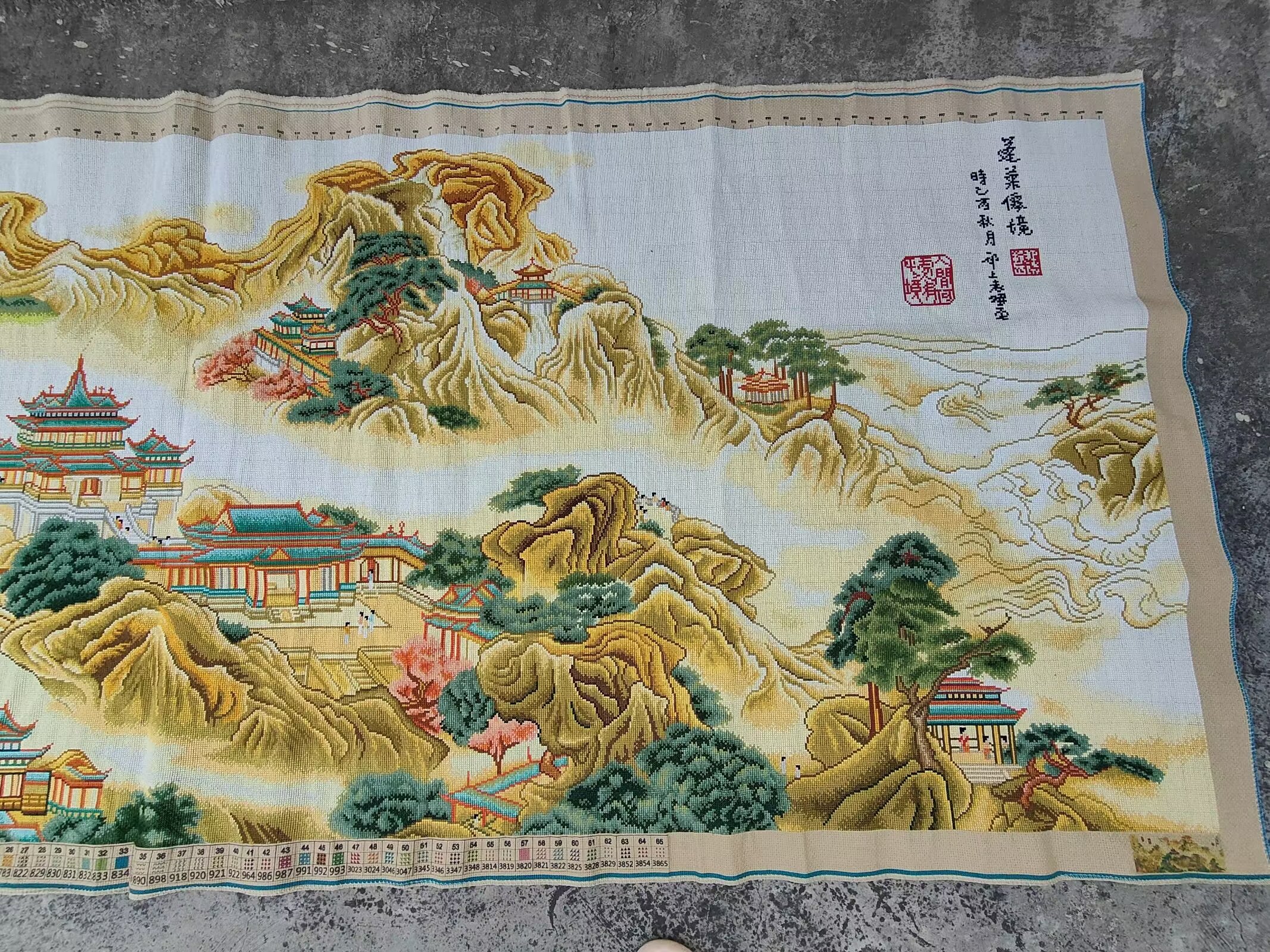 纯手工十字绣成品蓬莱仙境世外桃源中式客厅大气山水风景画绣好的 - 图1