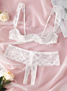 Women's Fun Underwear Transparent Lace Sexy Bra Set
