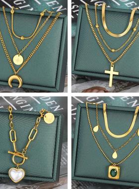 Trend Stainless Steel Multilayer Necklace Thicken Heart