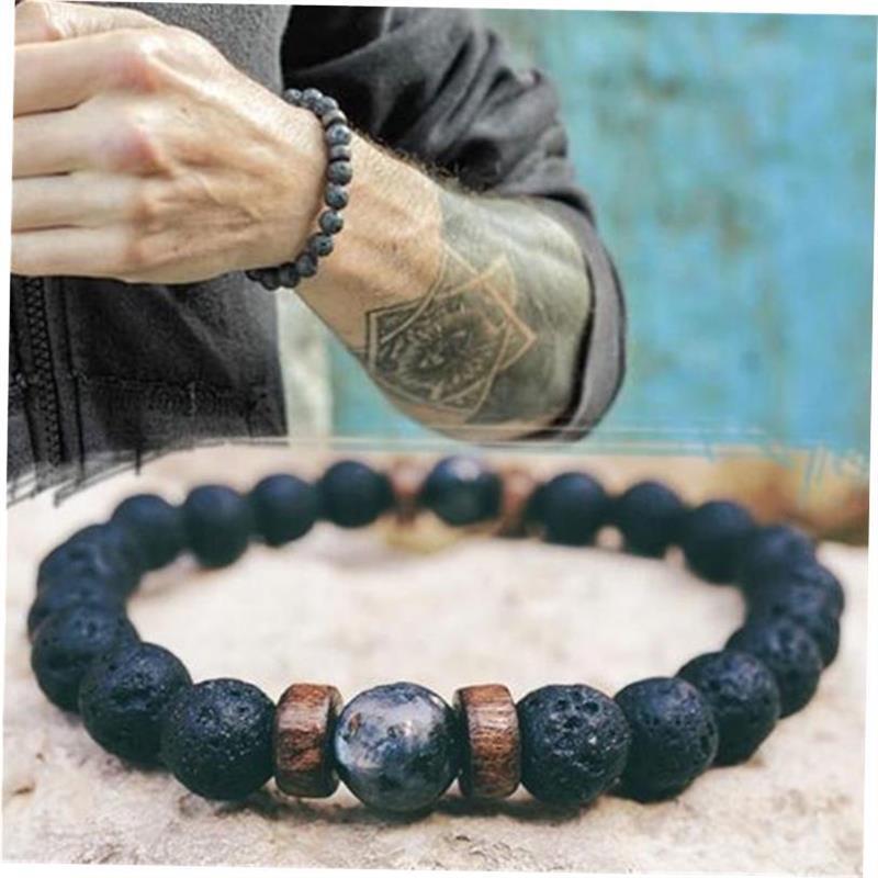 Natural Lava Stone Beads Healing Balance Chakra Charm Bracel - 图1