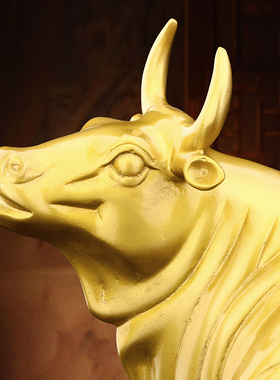 铜牛摆件纯黄铜旺市金铜牛生肖牛补东北缺角开业公司桌面装饰赠礼