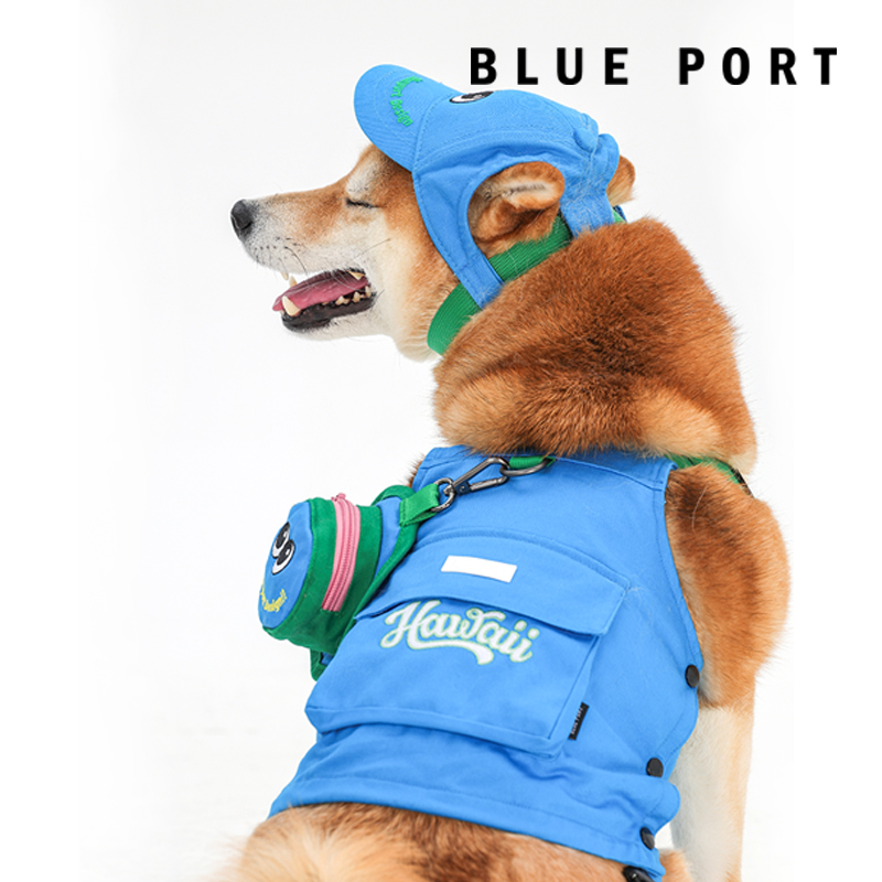 【新款】BluePort宠物彩色纯棉工装背心狗猫衣服服装可扣牵引遛狗-图1