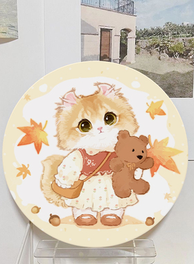 丙烯卡通猫咪童话镇数字油画治愈