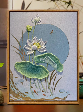 好运莲莲荷花石英砂diy数字油画