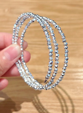 多圈碎银镭射纯银手镯高级感礼物