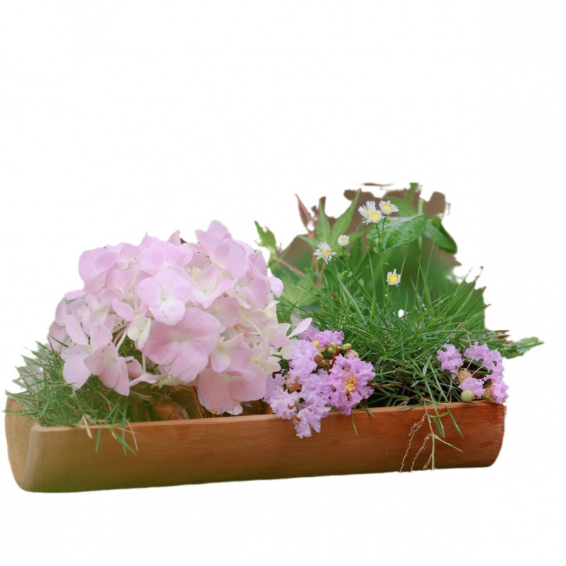 日式干花竹筒花瓶茶道竹制复古花器禅意桌面插花摆件简约小型花盆 - 图3