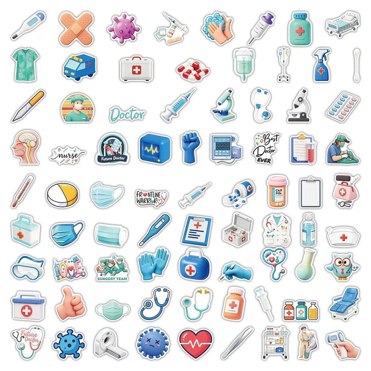 239 home cartoon appliance stickers, cute ins medical antique items peripheral decoration handbook waterproof stickers