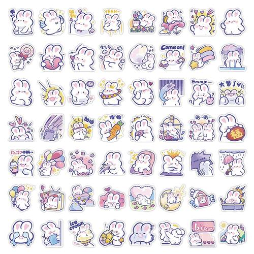 60张胡萝贝儿兔子卡通可爱软萌贴纸表情少女手机装饰防水贴画手账 - 图1
