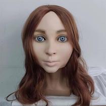 Megan mask smiling face doll face Beauty headgear cos Halloween characters play prom dress prop