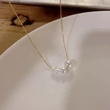 Дизайнерское ожерелье из жемчуга, цепочка до ключиц, серебро 925 пробы, изысканный стиль