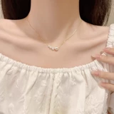 Дизайнерское ожерелье из жемчуга, цепочка до ключиц, серебро 925 пробы, изысканный стиль