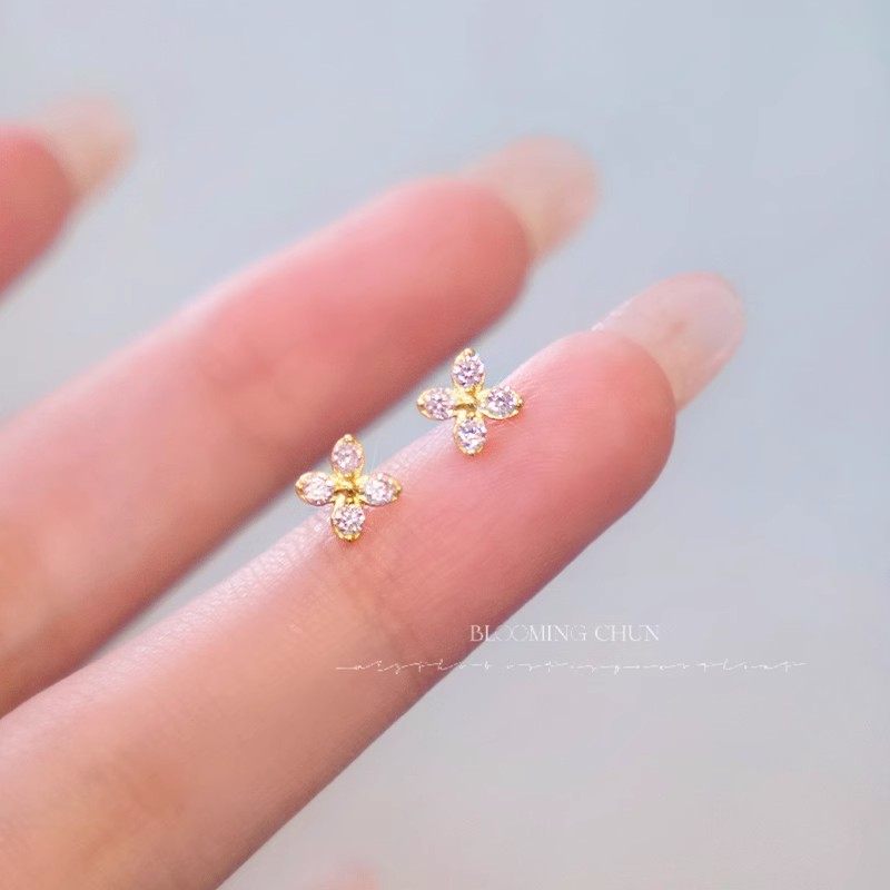 ROMANTIC洛神花~小粉花温柔精致纯银耳钉女简约百搭通勤耳饰品,淘宝优惠券,粉丝福利购,淘宝优惠卷