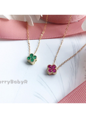 彩钻四叶草幸运草项链女简约