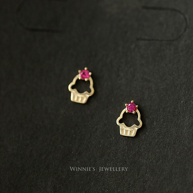 ROMANTIC925银镀14K金耳钉细致迷你可爱风雪糕冰淇淋纯银耳钉耳饰,淘宝优惠券,粉丝福利购,淘宝优惠卷