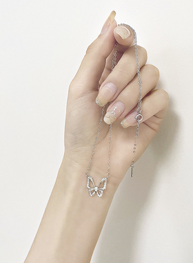 蝴蝶纯银项链女轻奢小众锁骨链