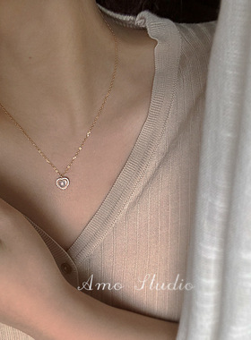 925银镀金贝壳爱心吊坠项链女