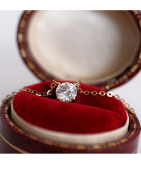 百搭单钻锆石纯银吊坠锁骨链女