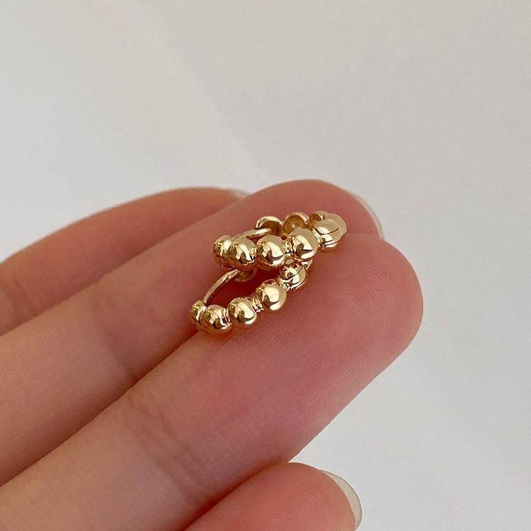 ROMANTIC纯银金珠珠小耳扣耳环女气质通勤百搭Ins风简约耳饰品,淘宝优惠券,粉丝福利购,淘宝优惠卷