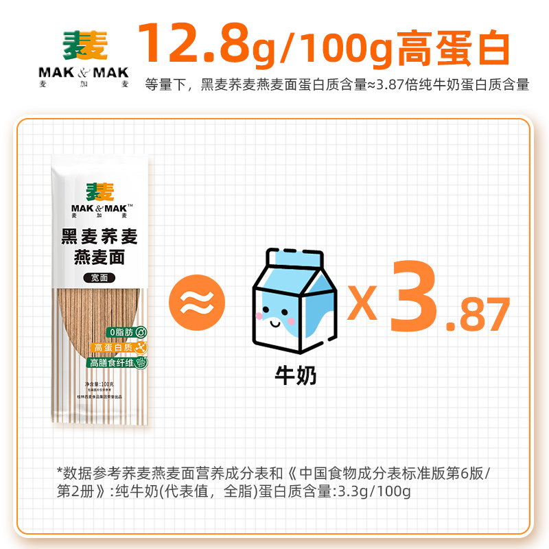 西麦0脂肪荞麦面条100g*10袋麦加麦低脂杂粮健身代餐主食粗粮挂面_粮油调味/速食/干货/烘焙 第2张