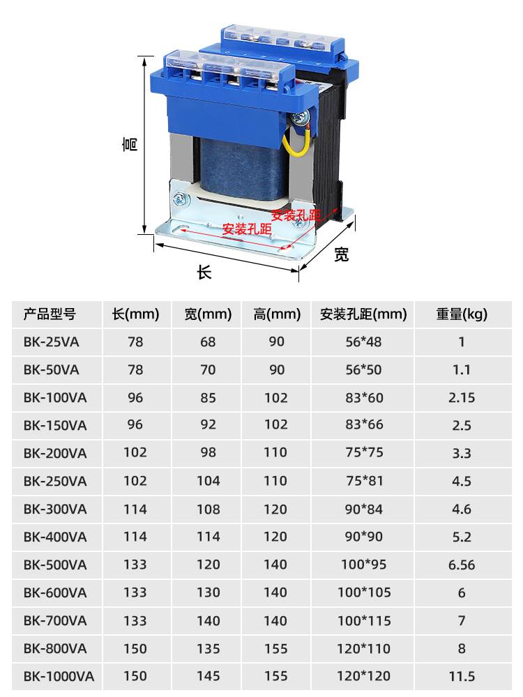 BK单相控制隔离变压器220V380V转变6V12V24V36V机床控制纯铜100va - 图0