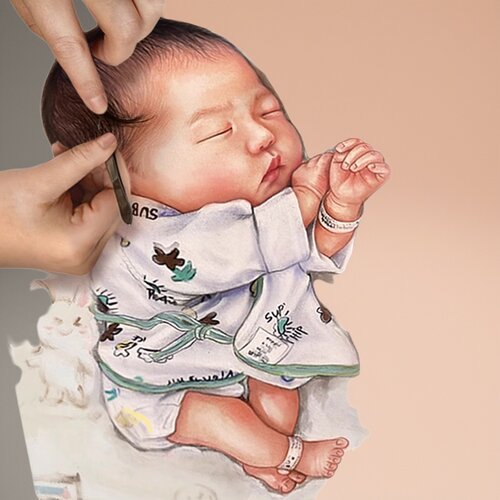 胎毛画定制宝宝新生婴儿满月礼物diy周岁百天胎毛发画纪念品制作 - 图1