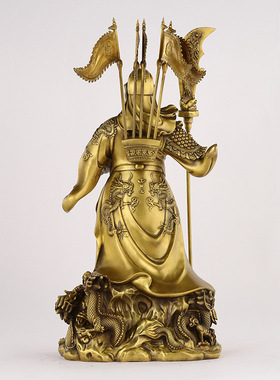 九龙关公关二爷黄铜摆件工艺品铜关公家居客厅招财镇宅开业供奉