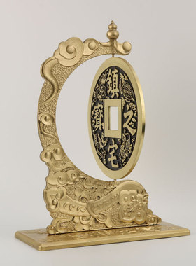 厂家铜钱摆件镇宅之宝旋转五帝钱家居桌面铜钱柜台茶馆装饰酒馆