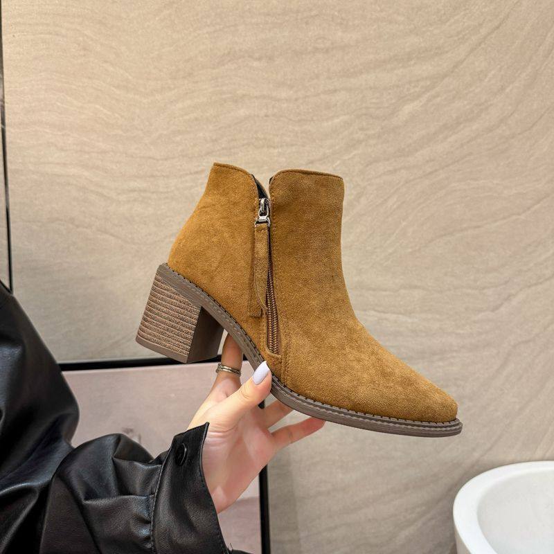 36-43码 大码女鞋41粗跟靴子女短靴42秋冬复古马丁靴高跟切尔西靴,淘宝优惠券,粉丝福利购,淘宝优惠卷