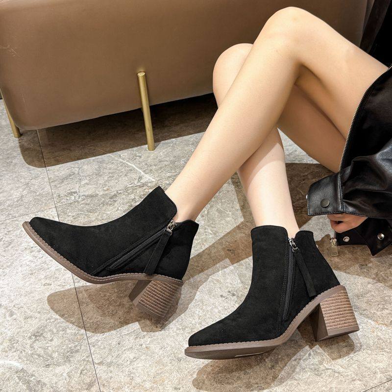 36-43码 大码女鞋41粗跟靴子女短靴42秋冬复古马丁靴高跟切尔西靴,淘宝优惠券,粉丝福利购,淘宝优惠卷