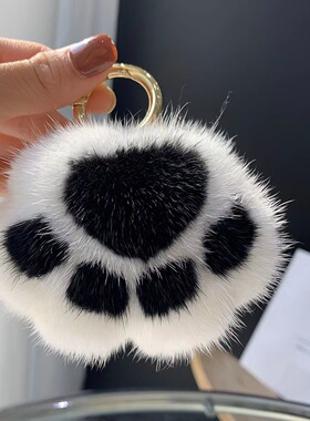 水貂毛小猫爪毛绒挂件