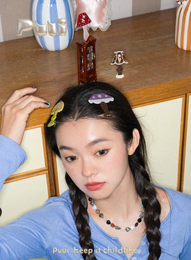 puui午后系列台灯发夹复古侧夹醋酸边夹鸭嘴夹刘海夹ins少女发卡