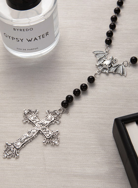 暗黑哥特风甜酷少女项链长款串珠