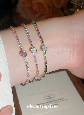 18k真金电镀日韩风清新锆石圆形