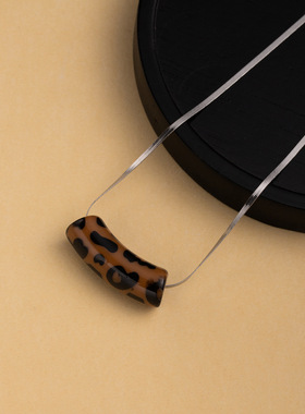 跨境欧美豹纹个性竹节项链ins轻