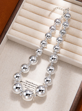 跨境欧美朋克夸张几何圆珠项链