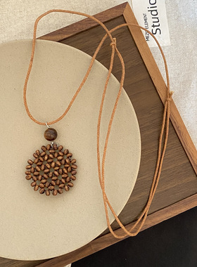 波西米亚民族风爱心月亮编织项链