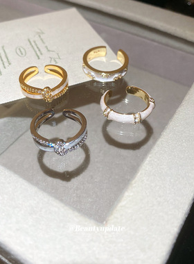 18k真金电镀锆石双层交叉开口戒