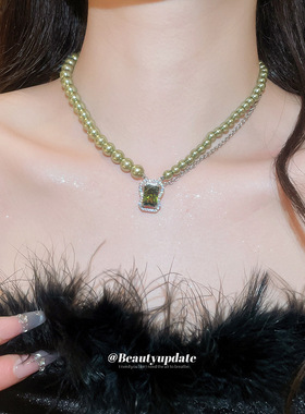 超闪锆石串珠珍珠项链轻奢重工宫