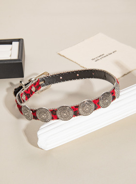 暗黑风美式复古项圈小众金属纽扣